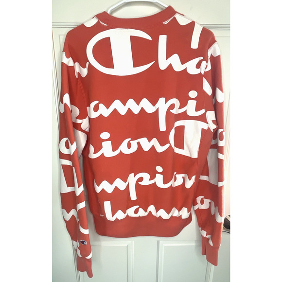 Champion Men's Reverse Weave Sweatshirt Sz M All Over Print Logo Streetwear - Picture 8 of 16